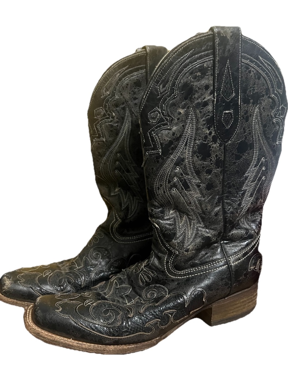 Corral Boots Women’s Black Embroidered Snake Skin Inlay Western Cowboy Boots 10